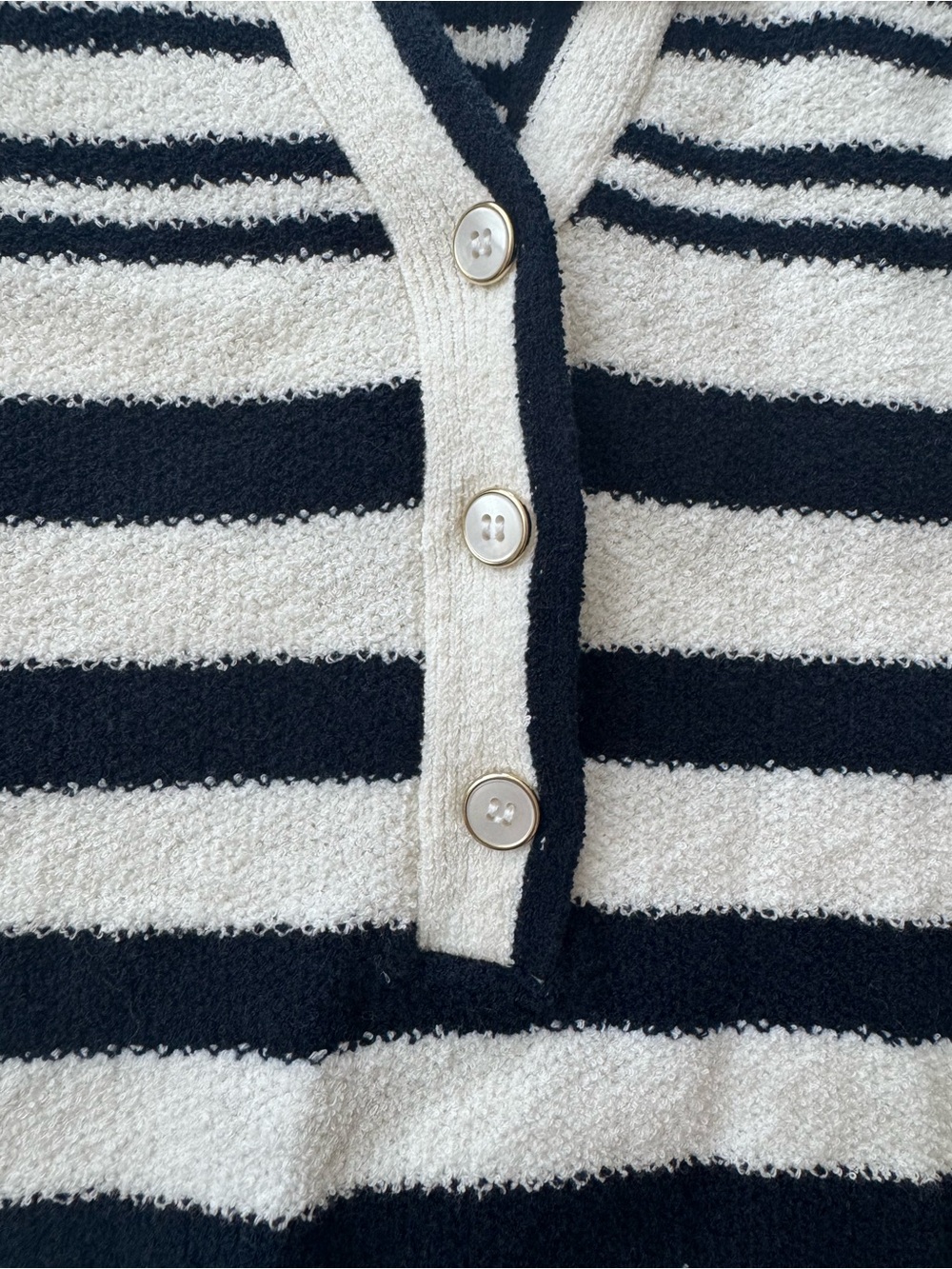 Veronica Beard Cream & navy Striped Polo halter Sweater - Picture 2 of 4